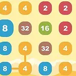 Erivärisistä numeroiduista ympyröistä koostuva ruudukko, johon on yhdistetty sinisiä ympyröitä, joissa on numero 8