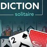 Korttipeli nimeltään Addiction Solitaire, jossa näkyy pelikortteja ja isokokoiset kortit 2 ja punainen kuvapuoli alaspäin oleva kortti etualalla