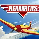 Punainen ja keltainen lentokone lentää pilvien yli sinisellä taivaalla, yläpuolella on teksti Aerobatics