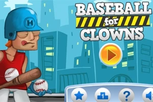 Sarjakuvamainen hahmo baseball-kypärässä pitelee mailaa ja kahta palloa, taustalla kaupunkimaisema
