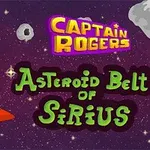 Avaruusalus lentää asteroidikentässä, jossa on animaatioteksti Captain Rogers: Asteroid Belt of Sirius