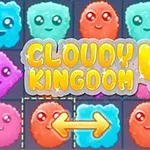 Söpöt värikkäät pilvimuodot ruudukossa tekstillä Cloudy Kingdom 4 ja nuolisymboli alhaalla