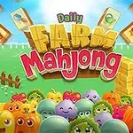 Värikkäitä vihanneksia pellolla tallin ja latojen ympäröimänä, taustalla näkyy mahjong-laattoja