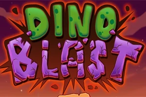 Värikäs Dino Blast -teksti oranssilla taustalla