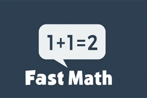 Puhekupla, jossa lukee 1+1=2, ja sen alla teksti Fast Math