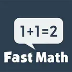 Puhekupla, jossa lukee 1+1=2, ja sen alla teksti Fast Math