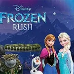 Sven-poro, toteemieläin, kolme hahmoa lämpimissä vaatteissa, lumiukko aurinkoisessa ympäristössä vuoristomaiseman edessä
