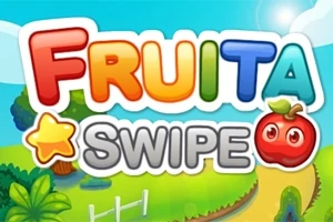 Värikäs Fruita Swipe -teksti, jossa on hedelmä- ja maisemamotiiveja taustalla