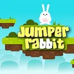Valikoissa on pilvinen tausta, kelluvia saaria, valkoinen kani ja teksti Jumper Rabbit, sekä punaisia lintuja lentämässä