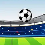 Jalkapallo lentää kohti katsomoa vihreällä kentällä stadionilla