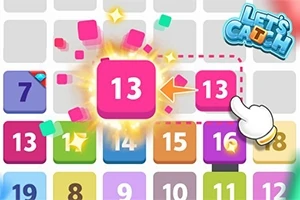 Värikäs numeroruudukko, jossa korostuu numero 13, ja valkoinen käsikuvake osoittaa sitä