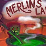 Paha hahmo sekoittaa vihreää kiehuvaa juomaa, ja taustalla lukee Merlins Lab