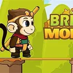 Piirroshahmo apina seisoo sillalla vehreässä taustamaisemassa teksti Bridge Monkey vieressään