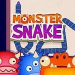 Värikkäitä piirrettyjä hirviöitä ja sininen käärme vaalealla taustalla, keskellä teksti Monster Snake