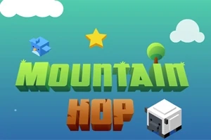 Vihreällä taustalla on suuri teksti MOUNTAIN HOP, jossa on sininen lintu, tähti, puu ja kuutio vuohi