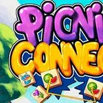 Värikäs graafinen kuva, jossa lukee Picnic Connect ja esillä on erilaisia piknikaiheisia laattoja