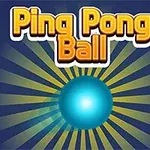 Sinisellä taustalla kirkkaan sininen pallo, jonka yläpuolella lukee Ping Pong Ball; vasemmalla keltainen palkki ja oikealla punainen palkki