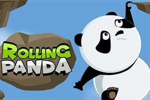 Panda roikkuu kalliosta, vieressä vihreä ja harmaa teksti