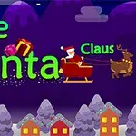 Joulupukki ajaa porolla vetämässä reessä talvimaisemassa yöllä, taustalla teksti Save Santa Claus
