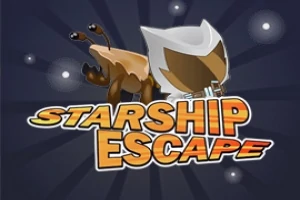 Kuvassa on robotti ja avaruuskenttää, jossa on teksti Starship Escape