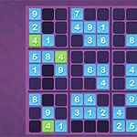 Sinisävyinen numerosarjatehtävä violettia taustaa vasten