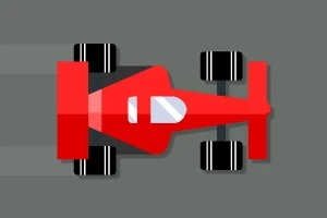 Punainen formula-auto lintuperspektiivistä harmaalla taustalla