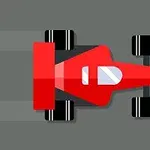 Punainen formula-auto lintuperspektiivistä harmaalla taustalla