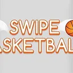 Kuvassa on teksti Swipe Basketball, jota ympäröivät kaksi koripalloa harmaalla taustalla