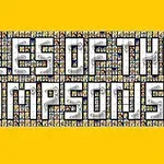 Tekstissä TILES OF THE SIMPSONS on taustana pieniä laattoja, joiden sisällä on kasvoja, keltaisella pohjalla