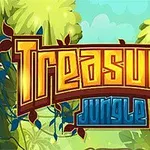 Tekstissä lukee Treasures Jungle vehreiden viidakkotaustojen keskellä
