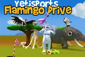 Animaatiohahmot, kuten jäämies, flamingo, elefantti ja kirahvi, seisovat yhdessä savannilla, taustalla sininen taivas